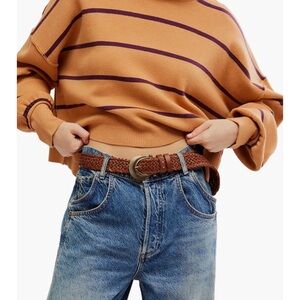 Free People Paulie Stripe Turtleneck Sweater size small